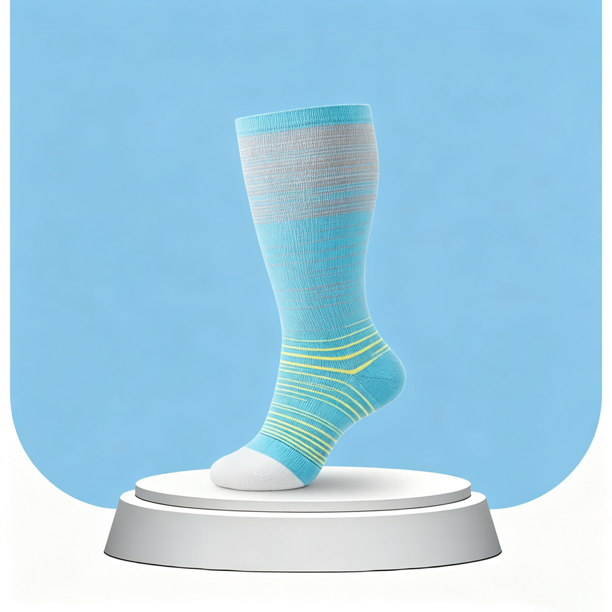 Plus Size Open Toe Compression Socks Blue Stripes
